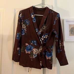 Zara purple wrap blouse